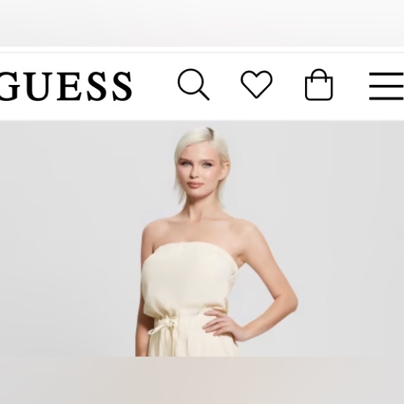 NWOT Guess Romper Bright Peach Sleeveless Strapless Pockets Drawstring Med - Picture 3 of 15